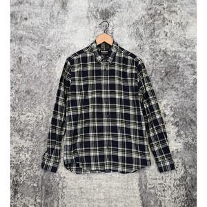 Barbour Slim Fit Blue Plaid Twill Flannel Long Sleeve Button Shirt M Medium